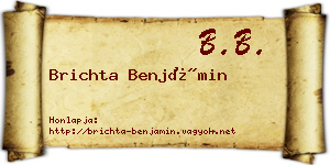 Brichta Benjámin névjegykártya